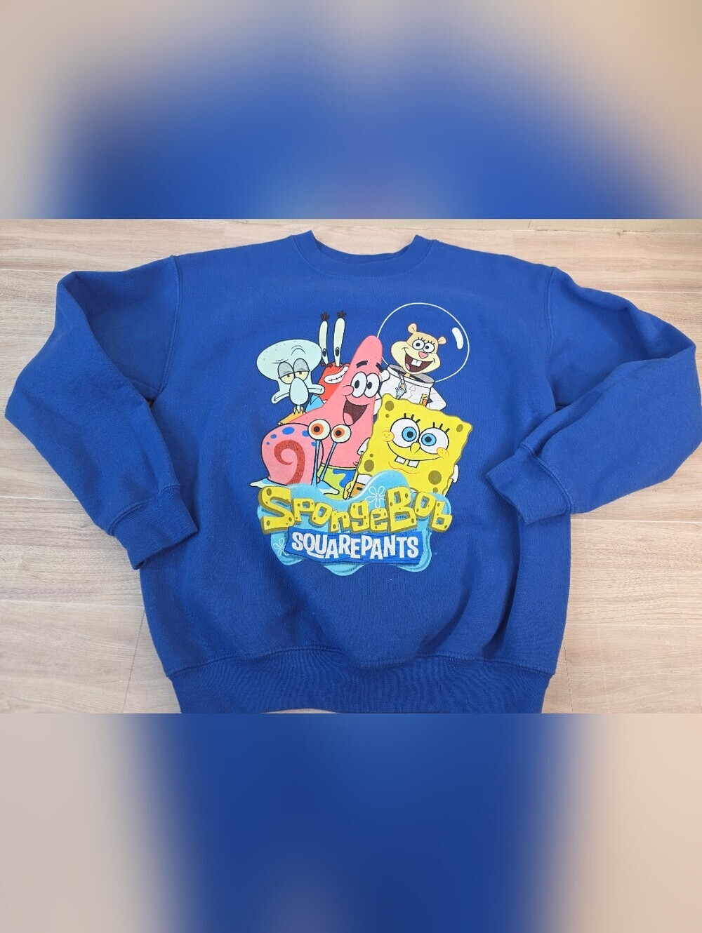 Kids Medium SpongeBob SquarePants Blue Graphic Sweatshirt